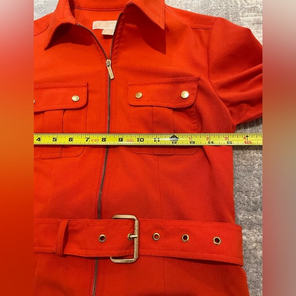 Michael Kors Orange Belted Utility Dress Gold Hardware Size XS EUC - Picture 8 of 10